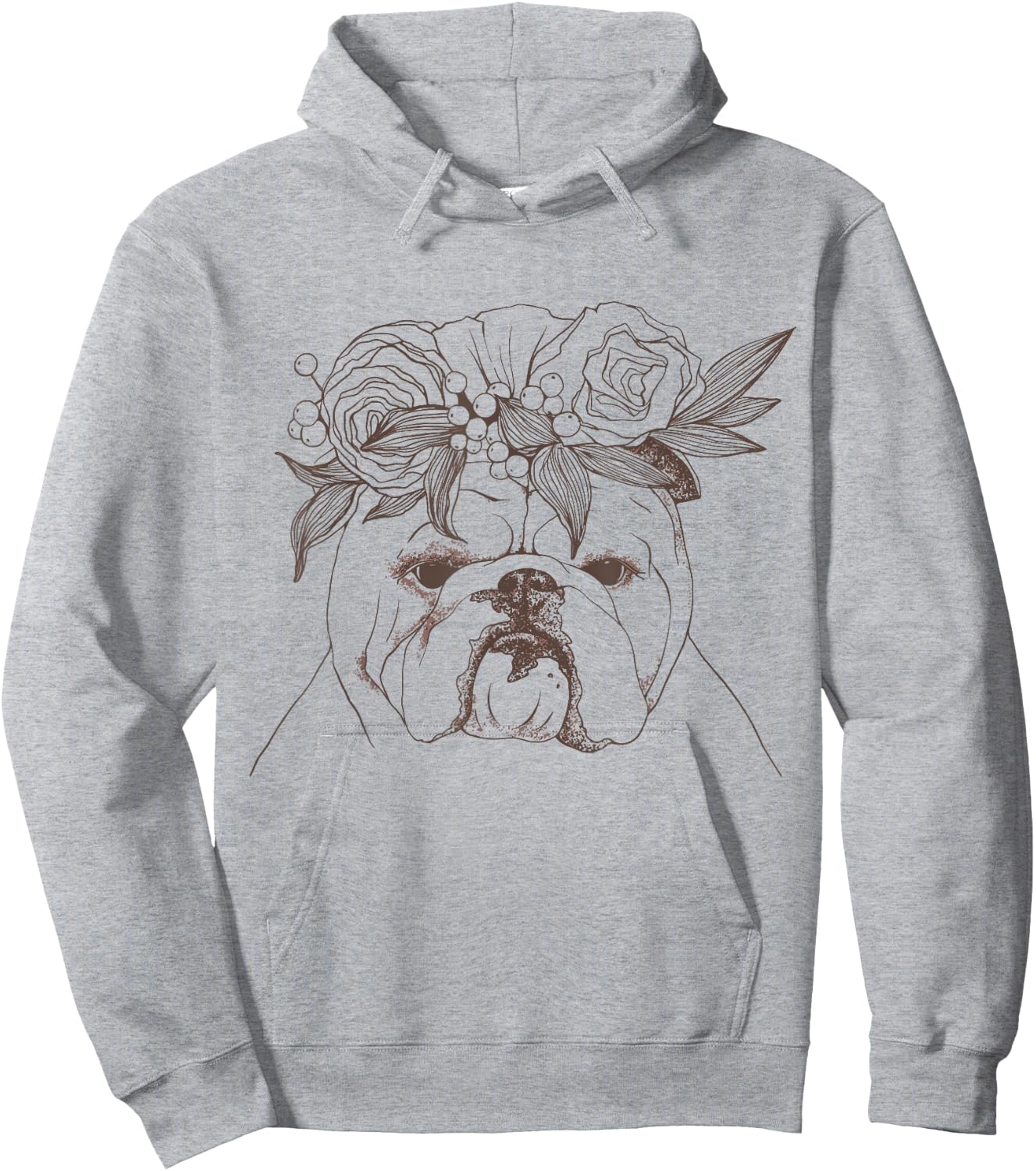 Flower Bouquet English British Bulldog Women Girls Kids Hoodie - Hoodie | Ash
