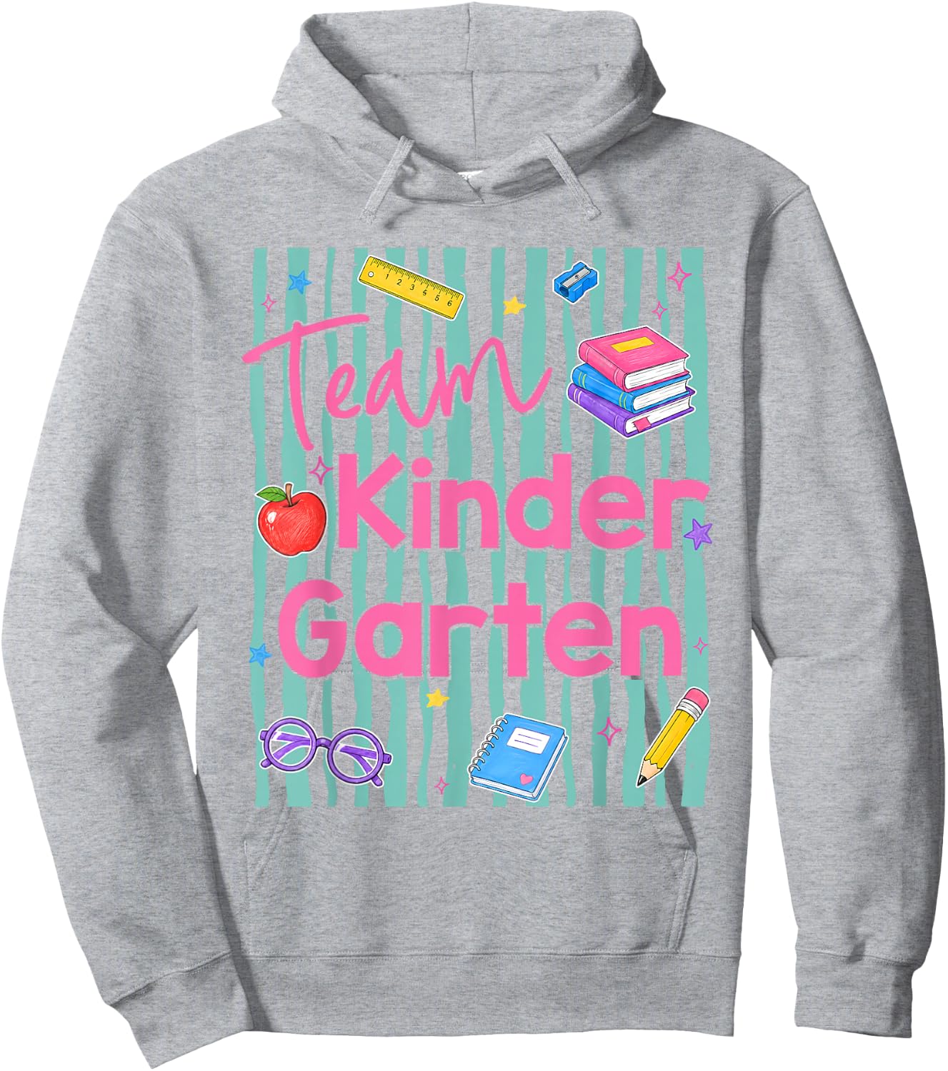 Preppy Team Kindergarten Back to School Teachers Students Hoodie - Hoodie | Ash