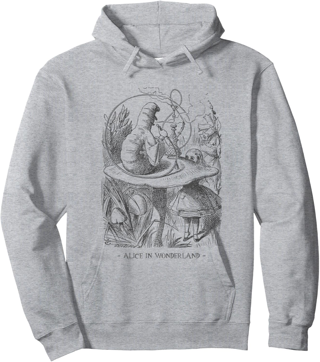 Alice In Wonderland - with Caterpillar Absolem on Mushroom Hoodie - Hoodie | Ash