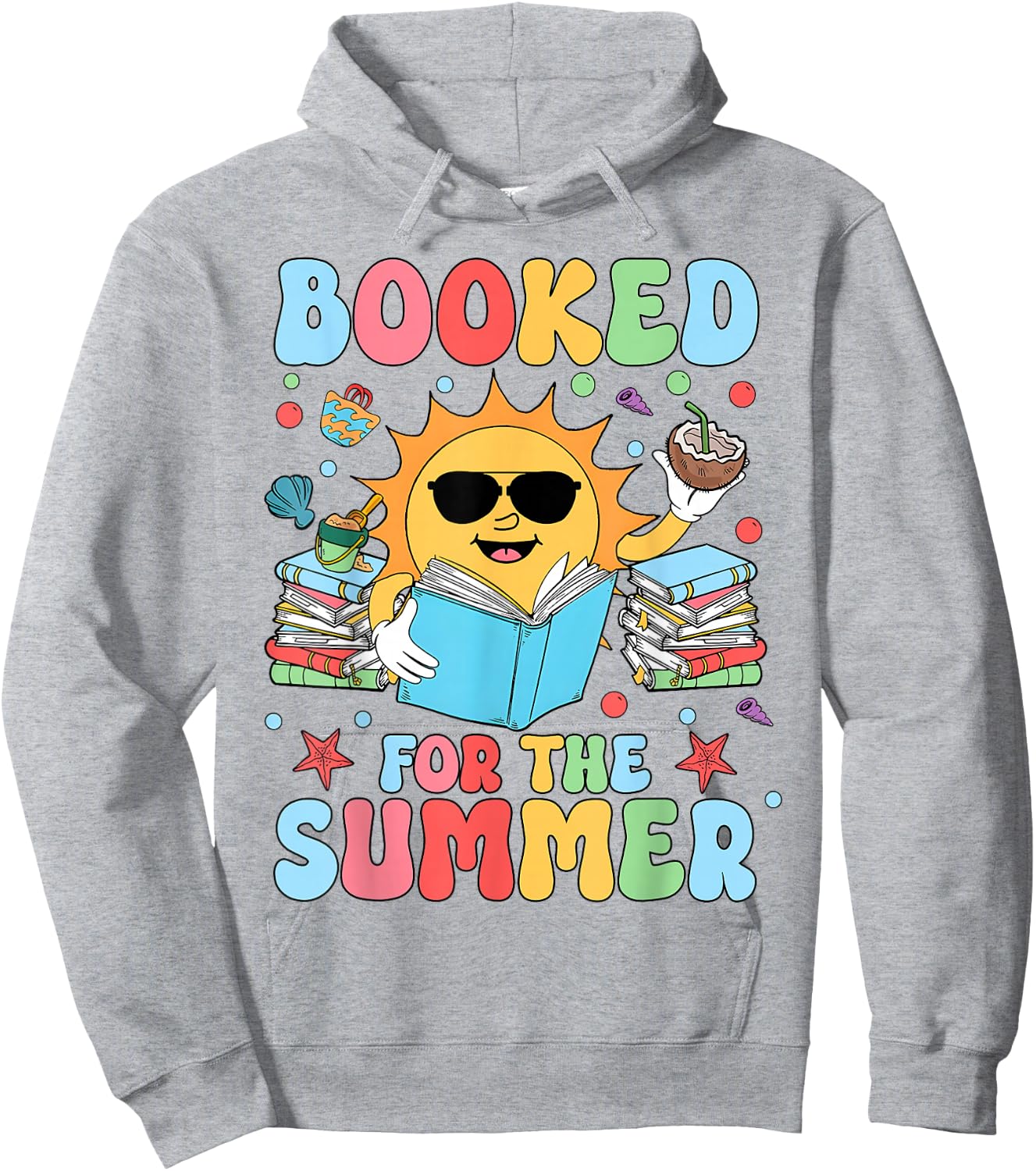 Groovy Booked For The Summer Sun Bookish Reading Librarian Hoodie - Hoodie | Ash