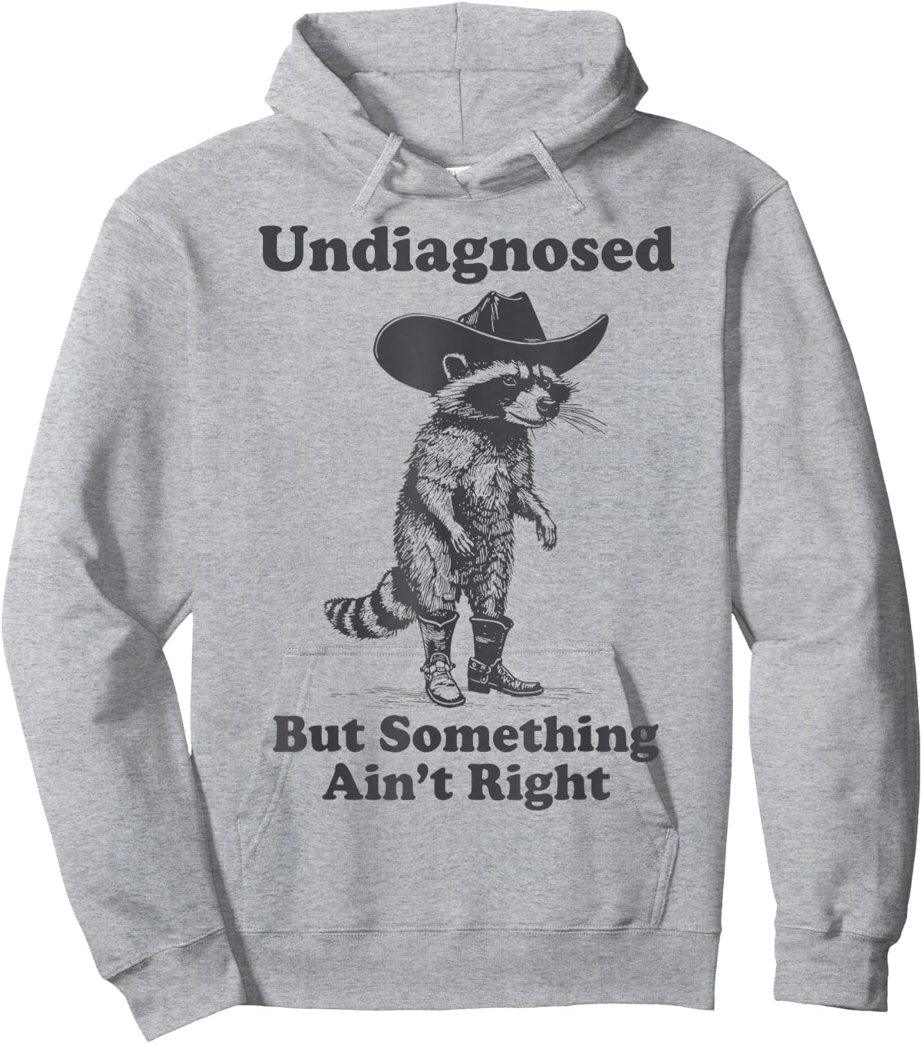 Undiagnosed But Something Ain't Right Raccoon Funny Saying Hoodie - Hoodie | Ash