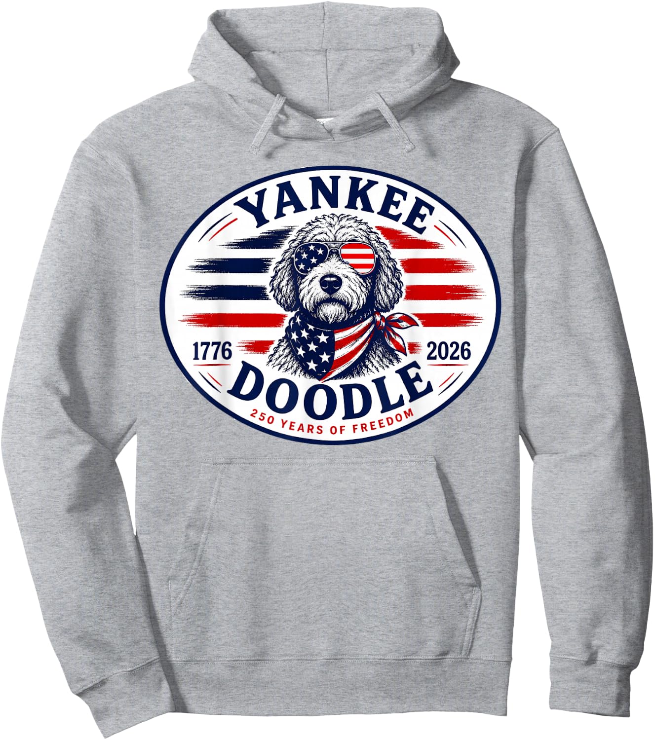 Yankee Doodle Dog 4th of July Hoodie - Hoodie | Ash