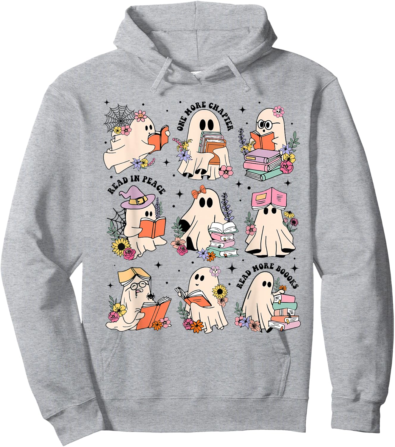 Teacher Halloween Ghost Book Reading Librarian Teacher Ghost Hoodie - Hoodie | Ash