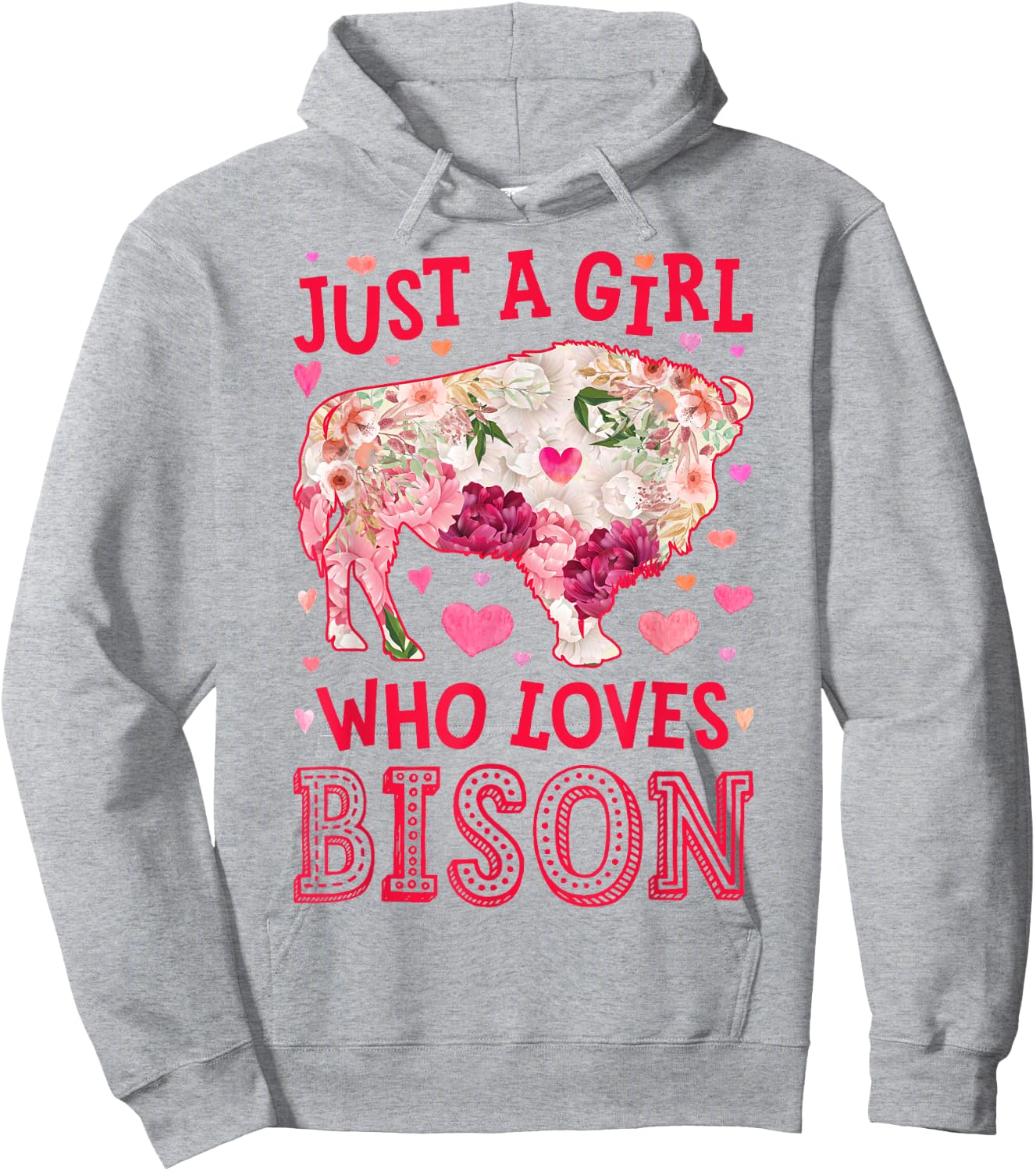 Bison Just A Girl Who Loves Buffalo Flower Women Cute Floral Hoodie - Hoodie | Ash
