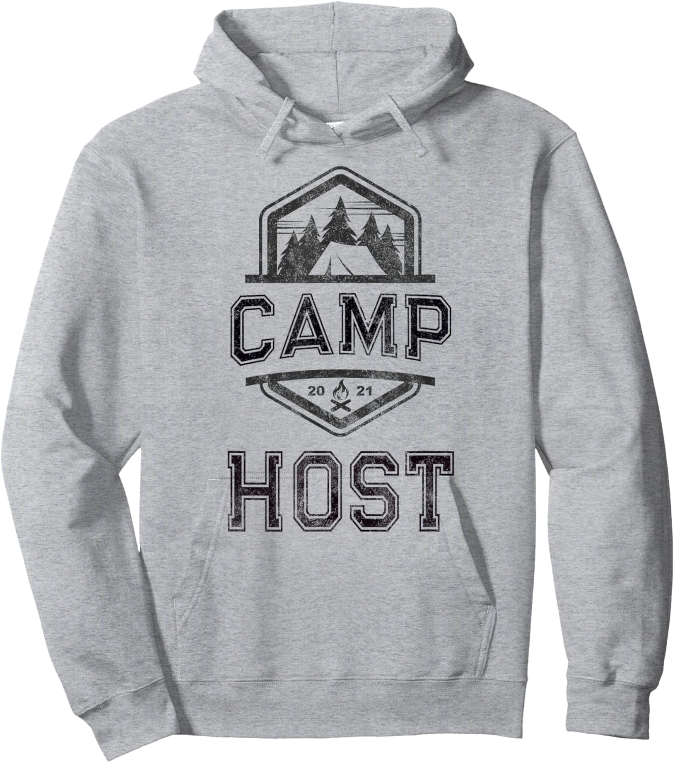 Vintage CAMP HOST Campground Staff Campsite Team Counselor Hoodie - Hoodie | Ash
