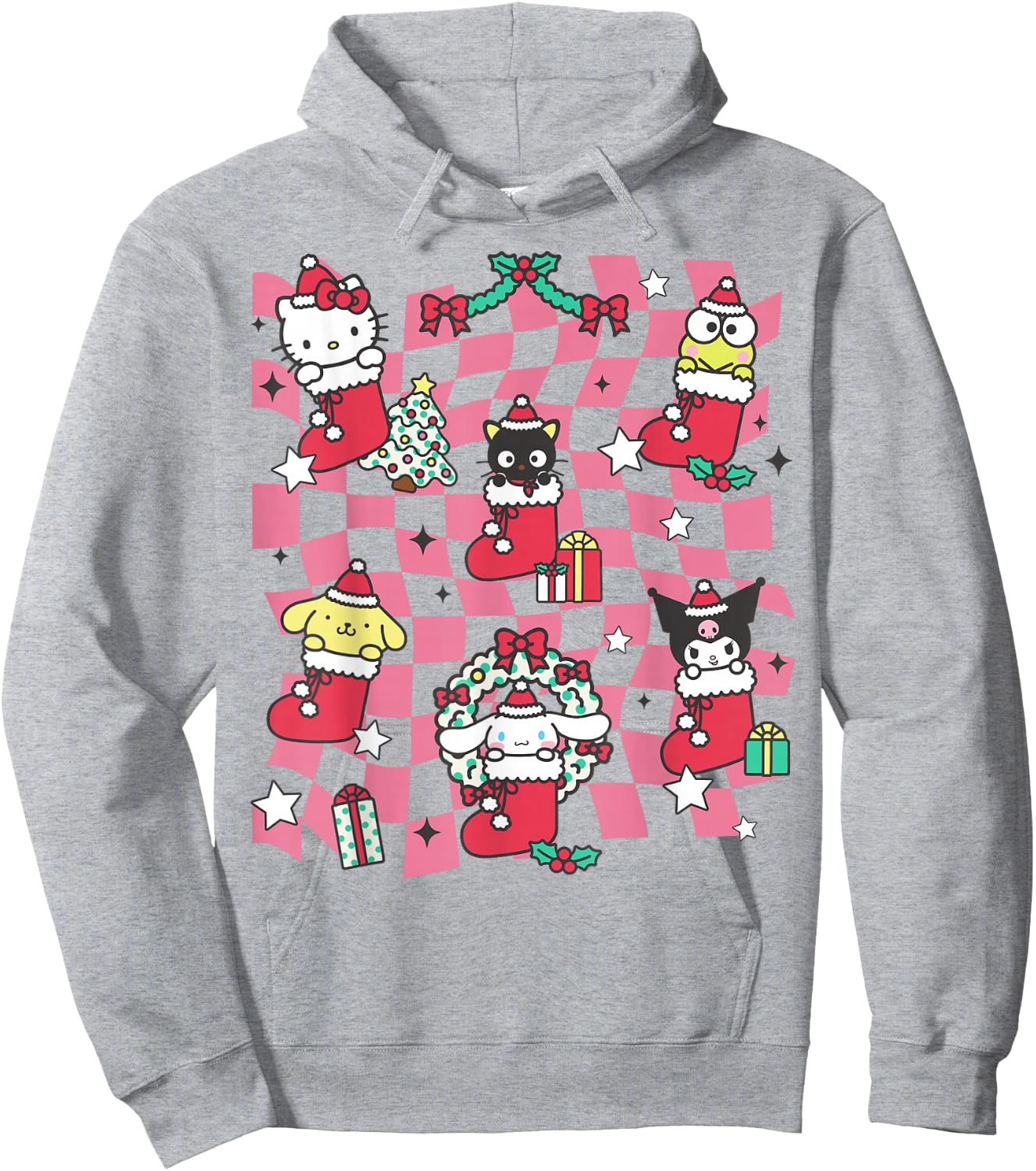 Hello Kitty and Friends Christmas Holiday Stockings Collage Hoodie - Hoodie | Ash