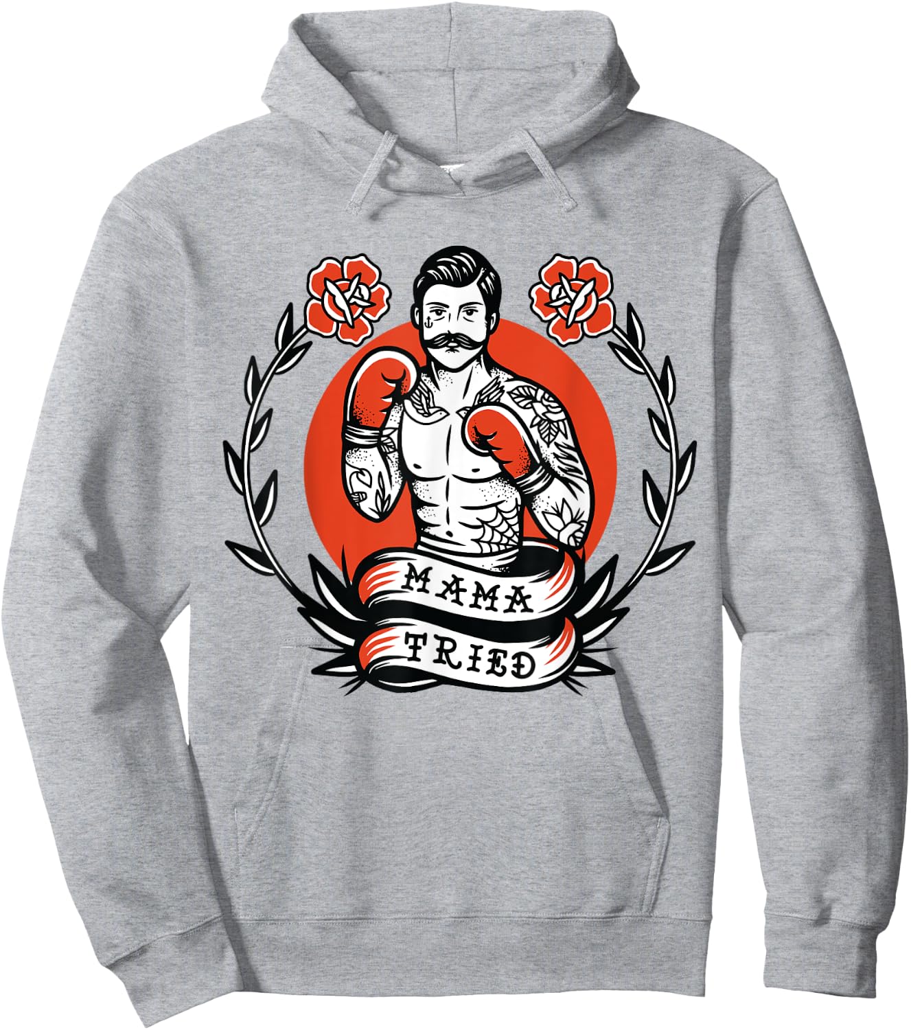 Boxer American Traditional Tattoo Old School Boxing Flash Hoodie - Hoodie | Ash