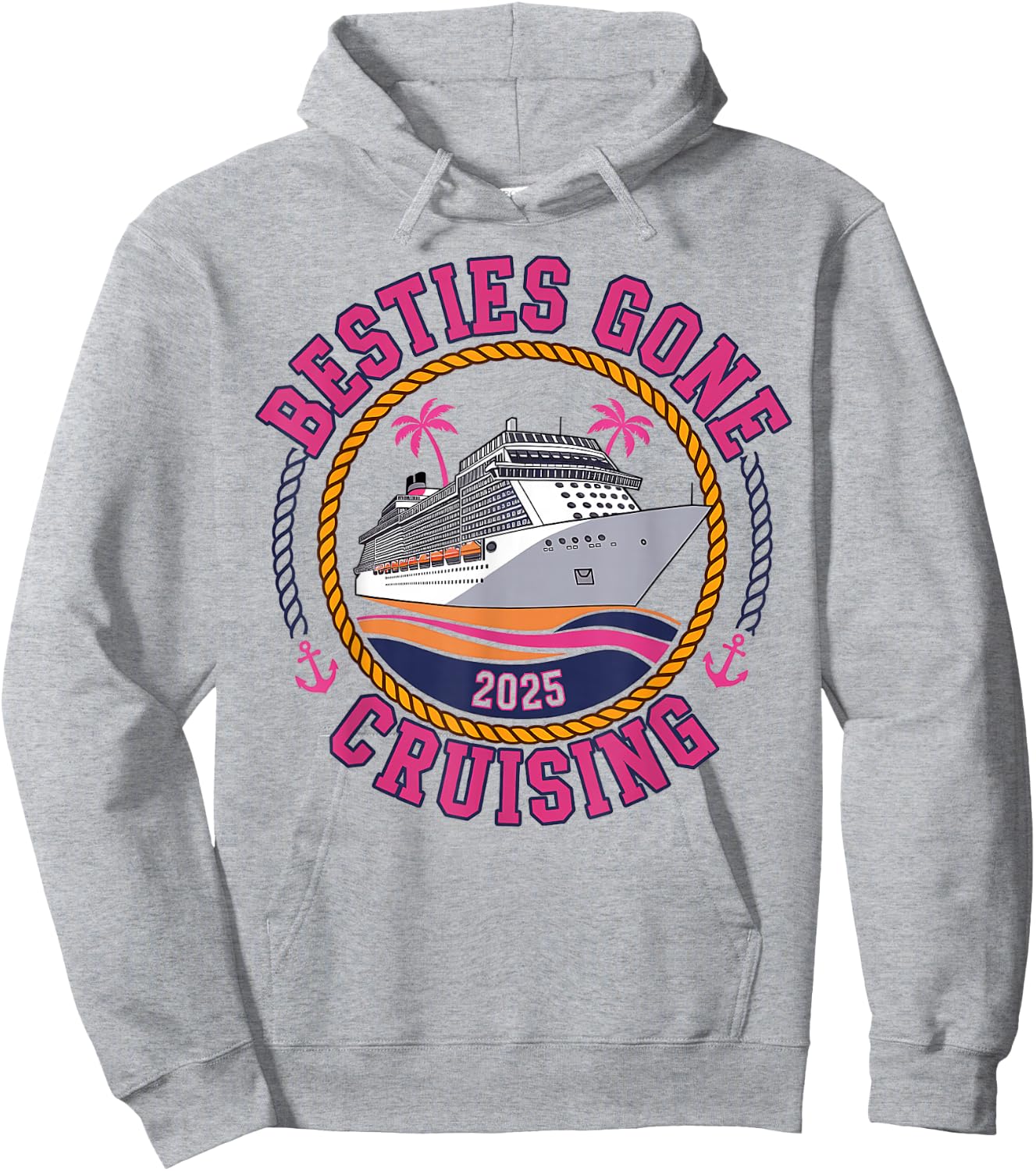 Besties Gone Cruising 2025 Girls Matching Women Cruise Hoodie - Hoodie | Ash