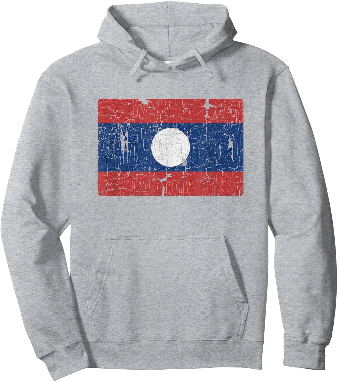 Vintage Laotian Flag of Laos Souvenir Men Women Kids Hoodie - Hoodie | Ash