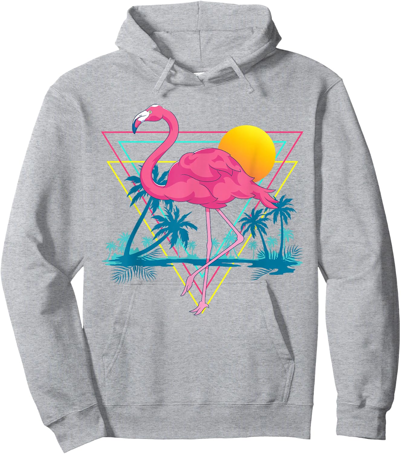 Pink Flamingo Beach Summer Vibes Palm Trees Tropical Summer Hoodie - Hoodie | Ash