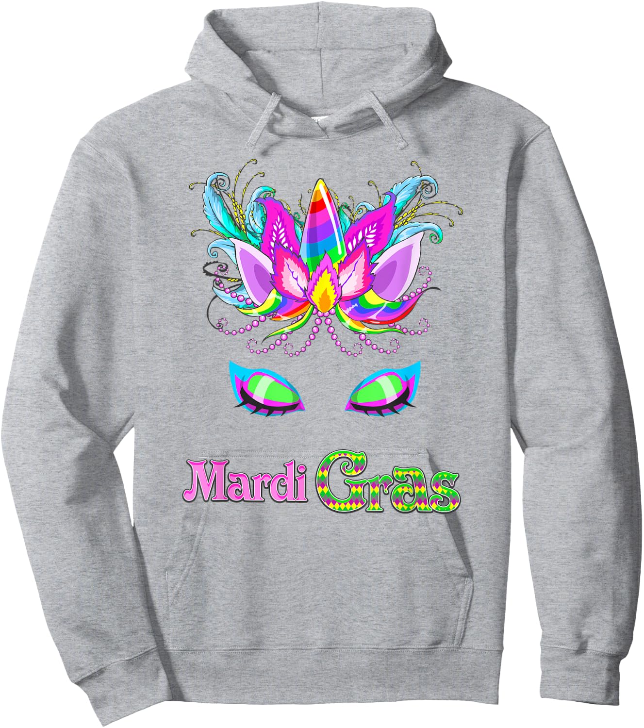 Girls Unicorn Mardi Gras T Shirt, New Orleans Family Parade Hoodie - Hoodie | Ash
