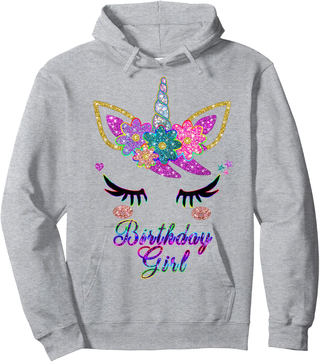 Rainbow Unicorn Birthday , Birthday Girl Outfit Hoodie - Hoodie | Ash