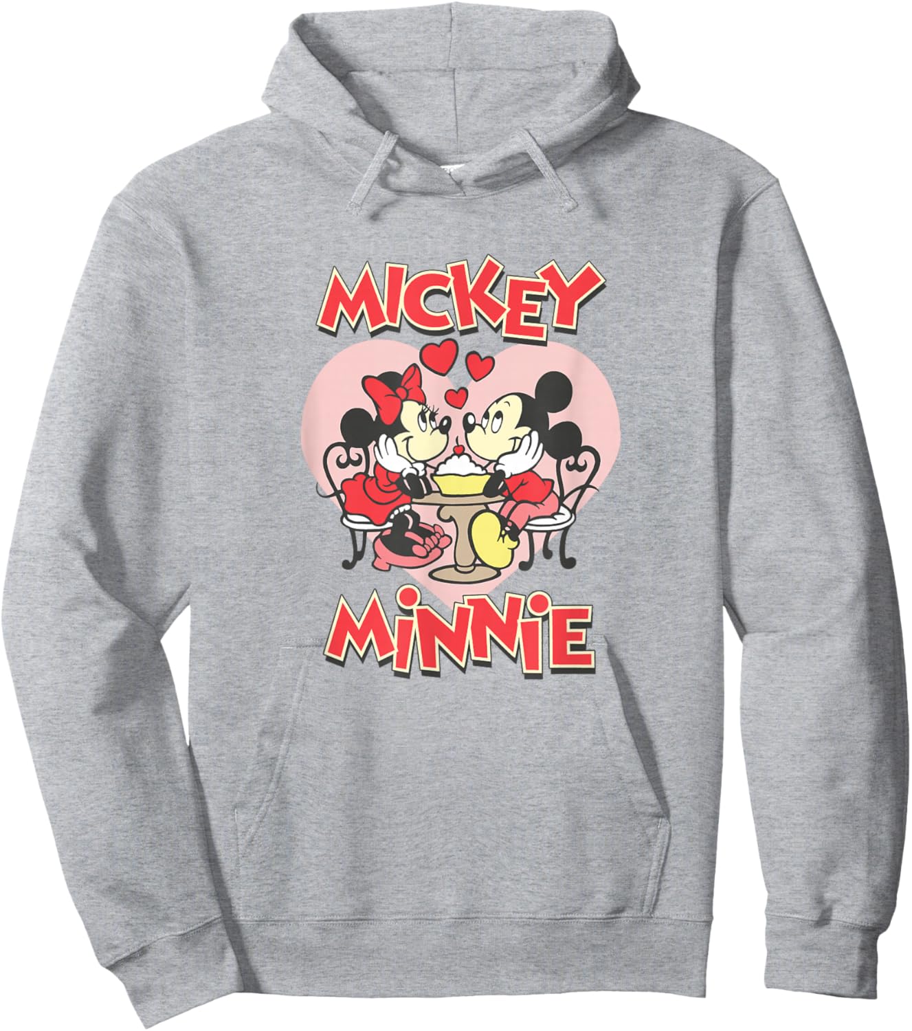 Disney Mickey Valentine's Day Mickey & Minnie Hearts Hoodie - Hoodie | Ash