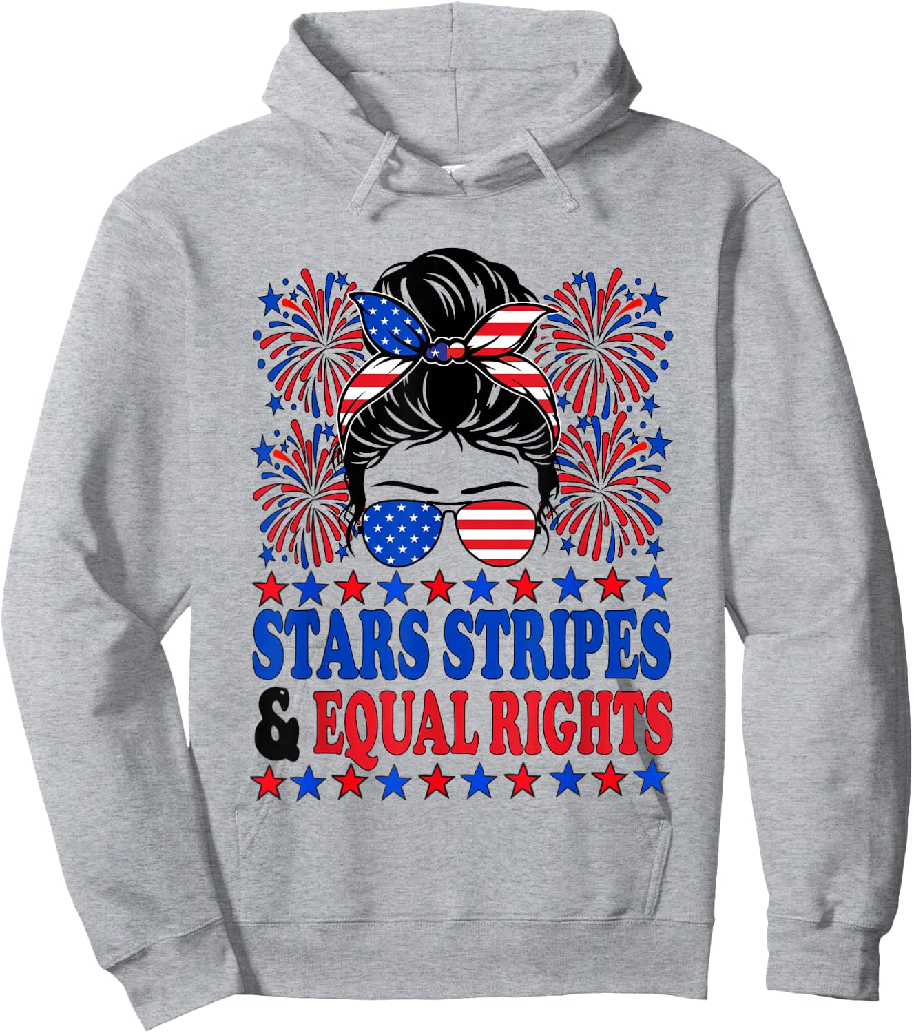 Stars Stripes and Equal Rights 4th of July Women's Rights Hoodie - Hoodie | Ash