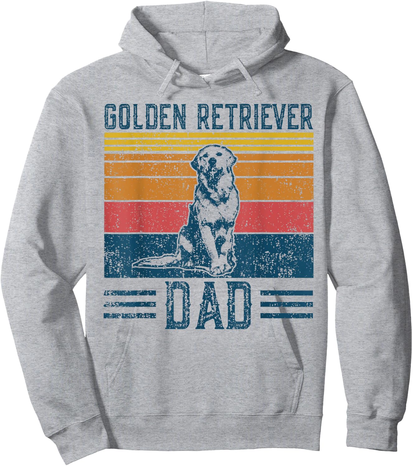 Dog Golden Dad - Vintage Golden Retriever Dad Hoodie - Hoodie | Ash