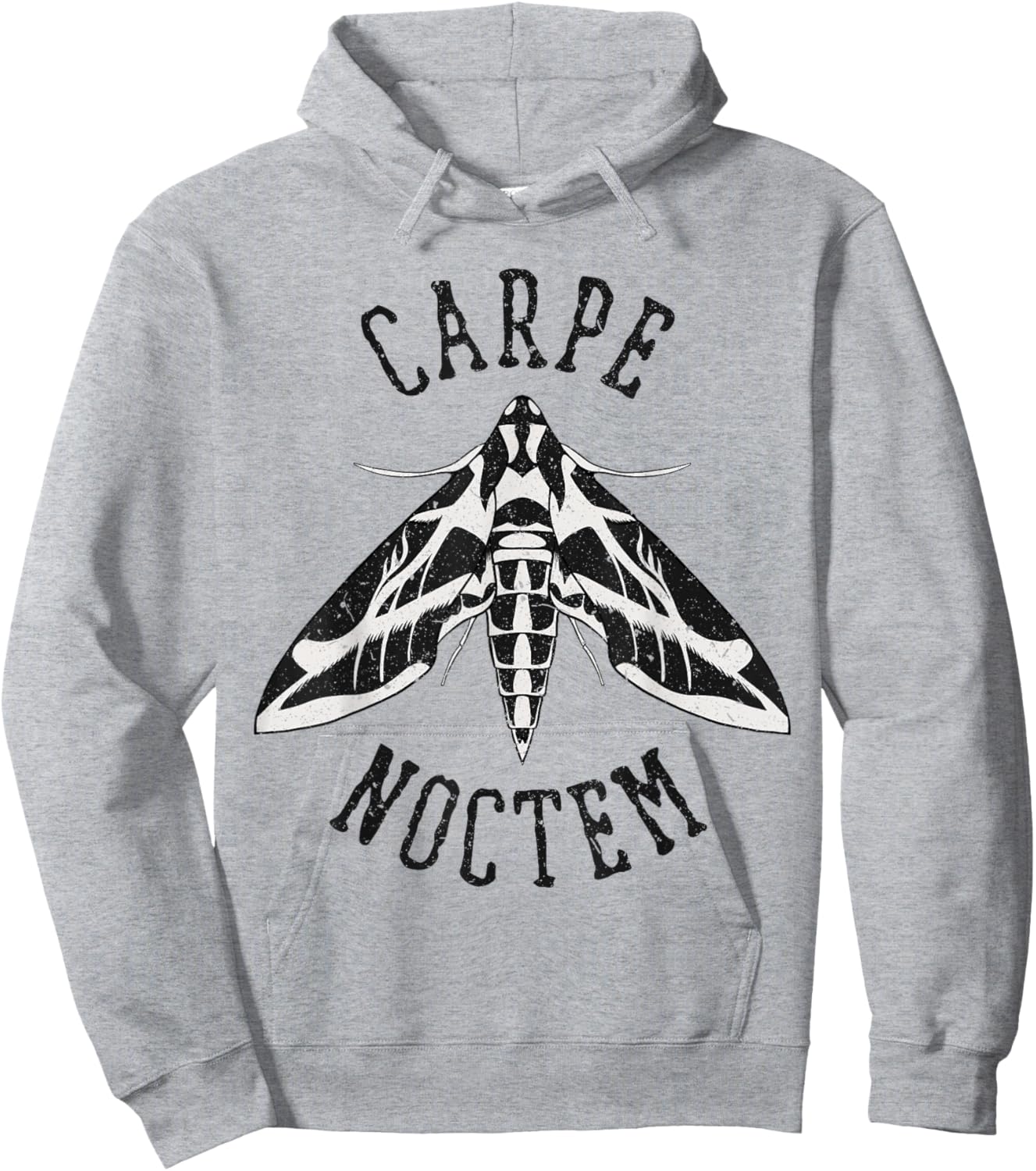 Carpe Noctem (Seize the Night) Moth Hoodie - Hoodie | Ash