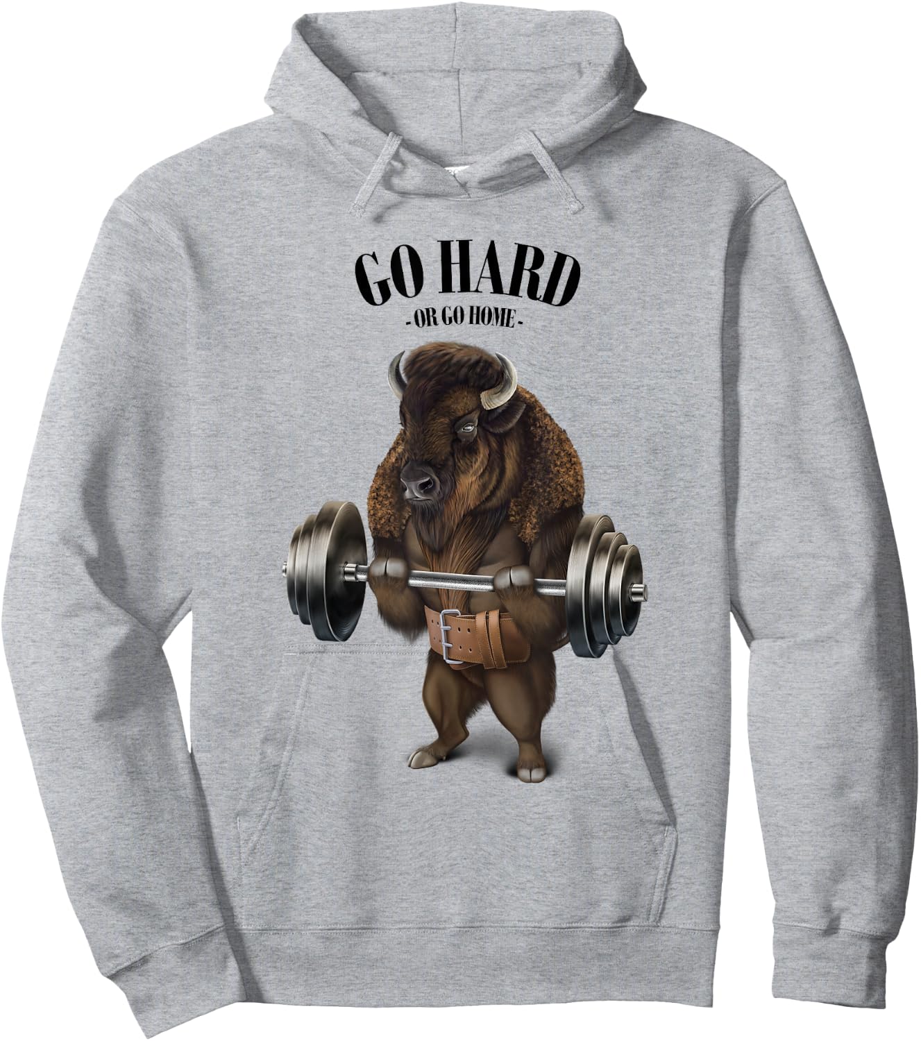 Bison Buffalo Bull Weightlifting in Fitness Gym Hoodie - Hoodie | Ash