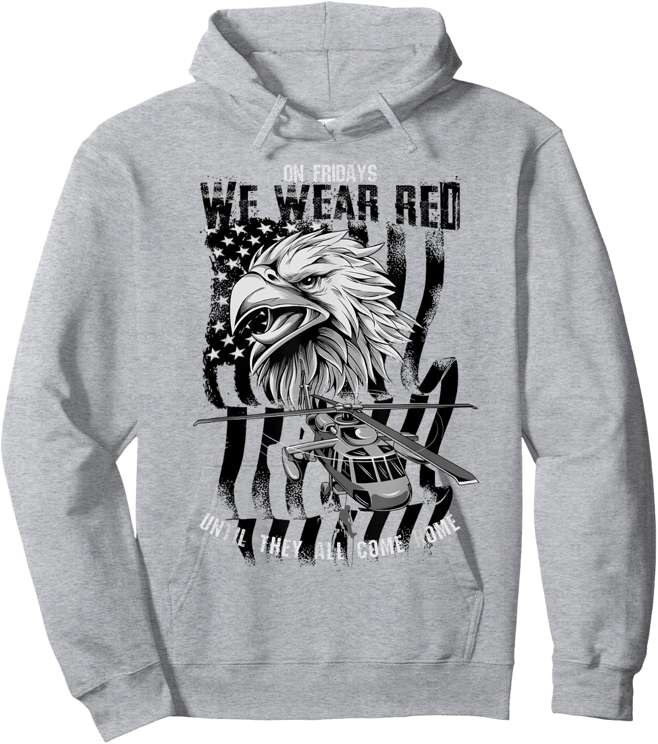 Red Friday Military Remember Everyone Deployed Eagle Flag Hoodie - Hoodie | Ash