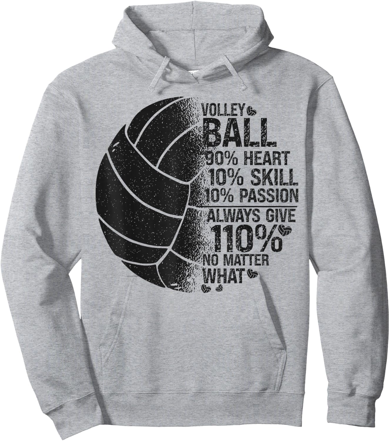 Volleyball Player Team Volleyball 90% Heart 10% Skill 10% Hoodie - Hoodie | Ash