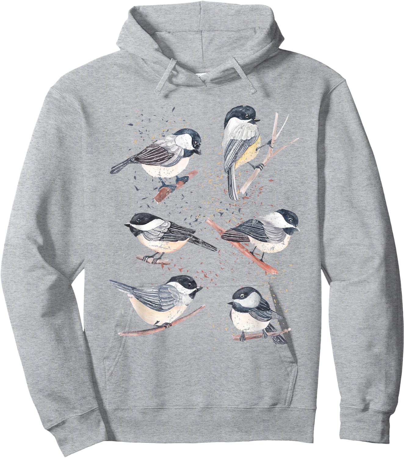Bird Watching Birding Animal Nature Vintage Chickadee Hoodie - Hoodie | Ash