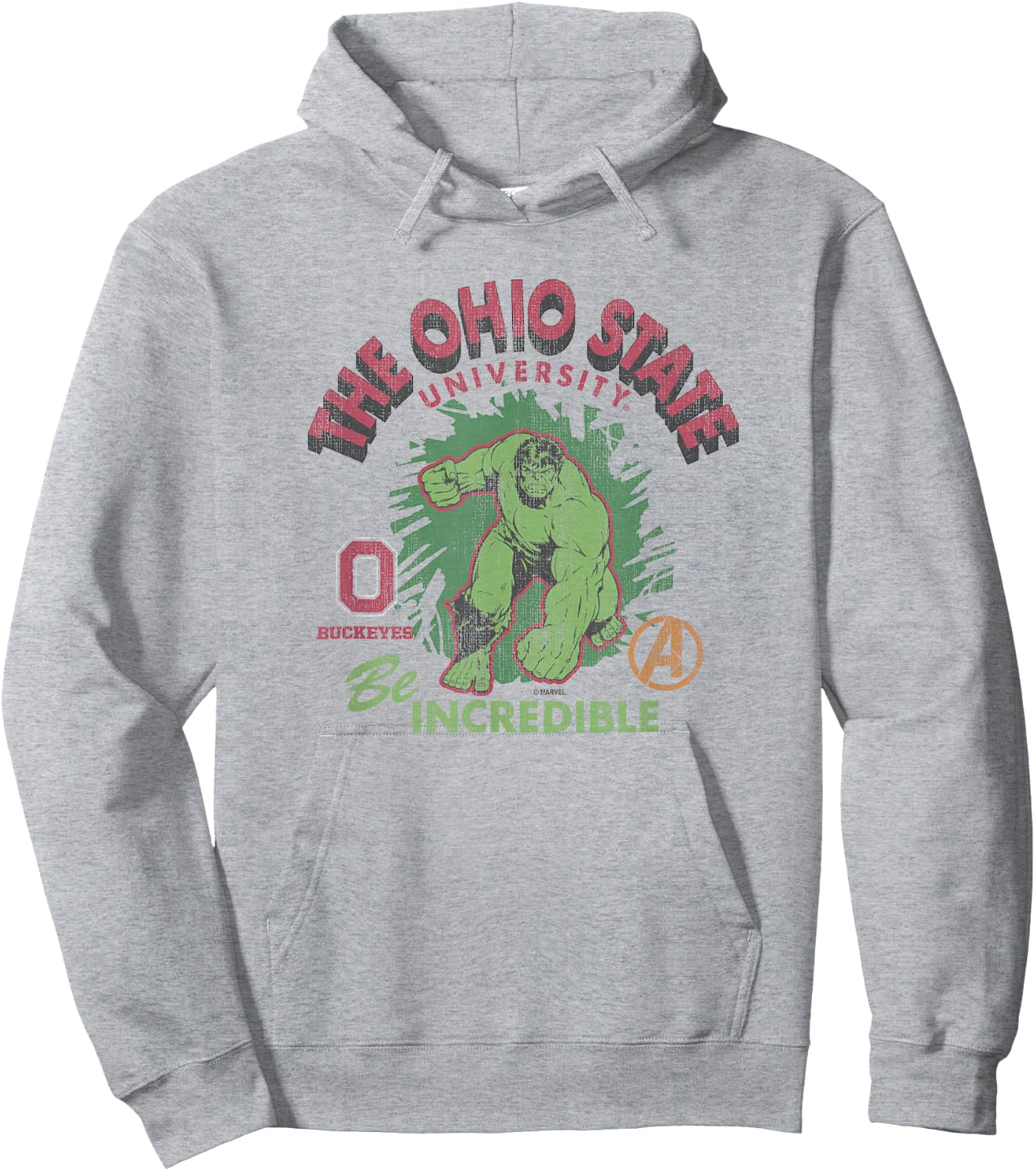 Ohio State Buckeyes Hulk Vintage Marvel Gray Hoodie - Hoodie | Ash
