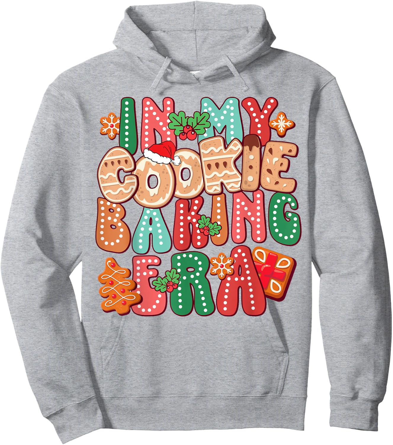 In My Cookie Baking Era Funny Holiday Baker Groovy Retro Hoodie - Hoodie | Ash