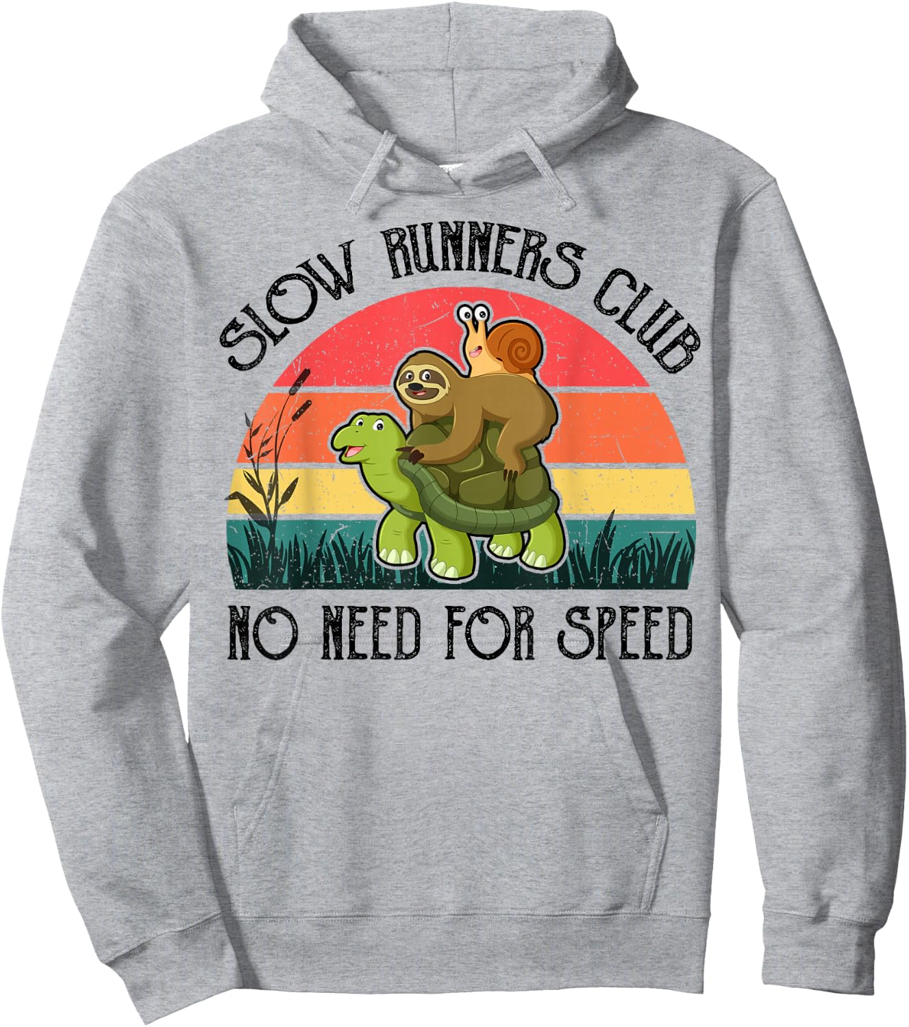 Funny Lazy Sloth Shirt Snail Riding Turtle Slow Runners Club Hoodie - Hoodie | Ash