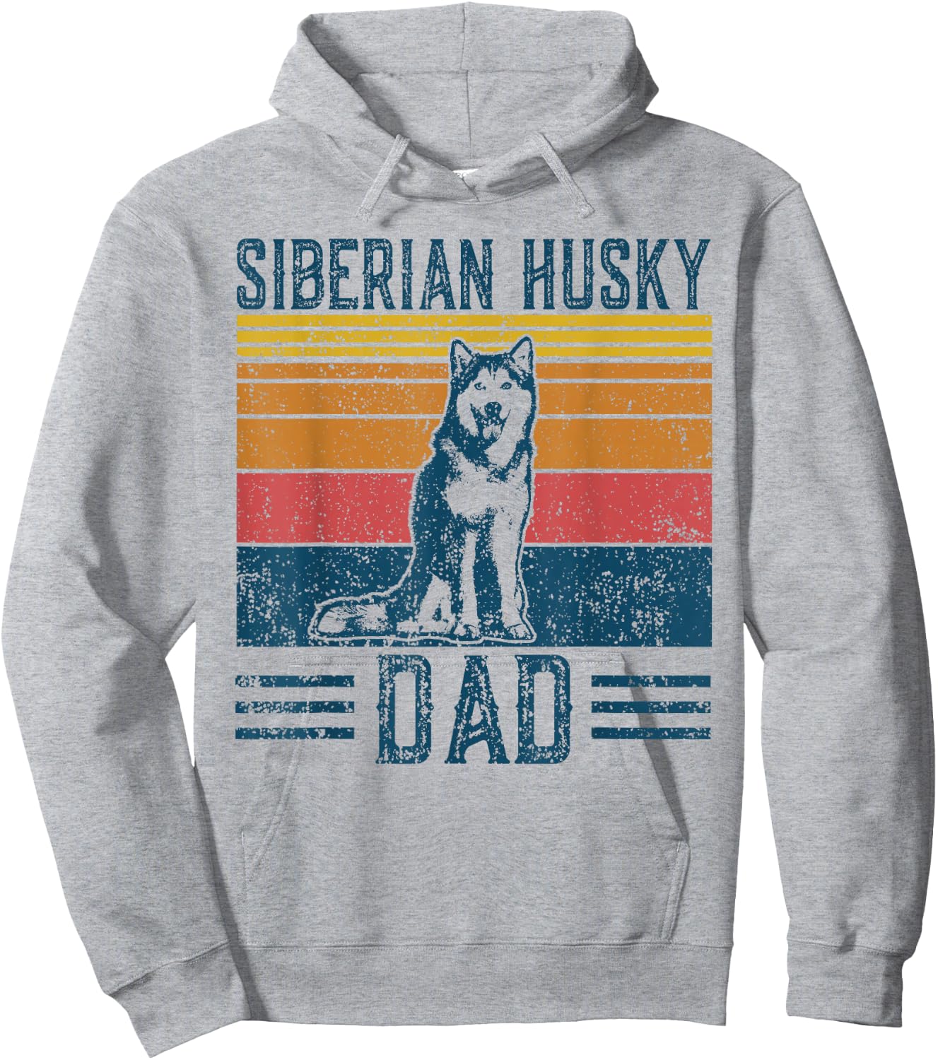 Dog Husky Dad - Vintage Siberian Husky Dad Men Women Hoodie - Hoodie | Ash