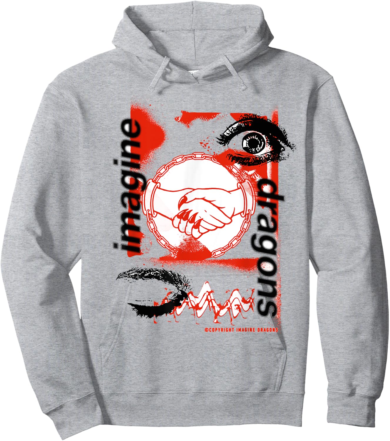 Official Imagine Dragons Handshake White Hoodie - Hoodie | Ash