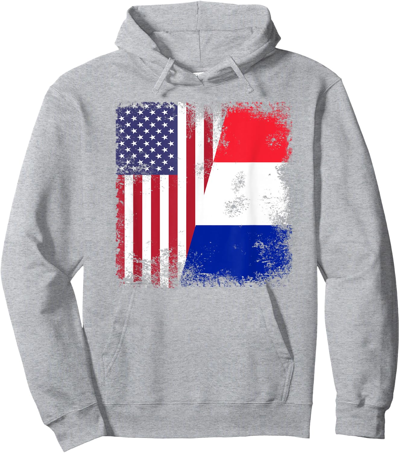 Half French Frenchman Flag | Vintage France USA Gift Hoodie - Hoodie | Ash