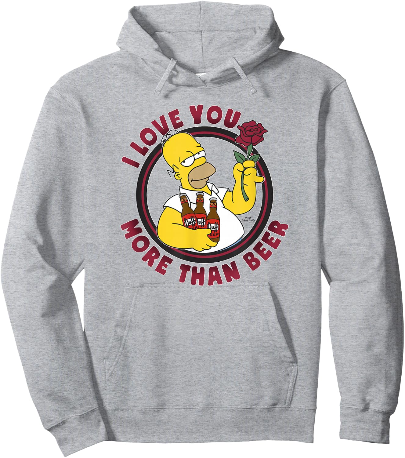 The Simpsons Valentine's Day Homer I Love You More Than Beer Hoodie - Hoodie | Ash