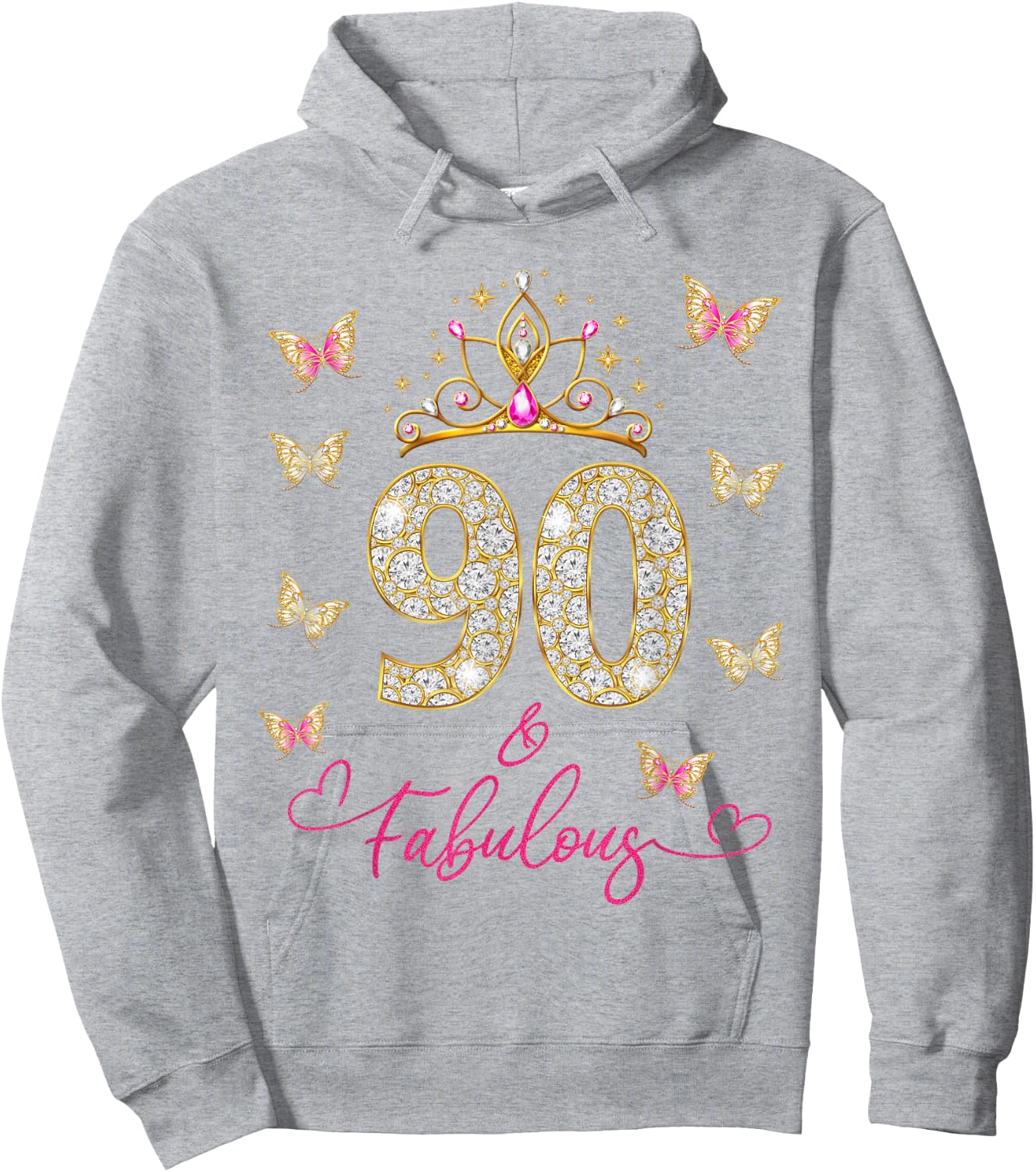 90 and Fabulous 90 Years Old Women 90th Birthday Hoodie - Hoodie | Ash
