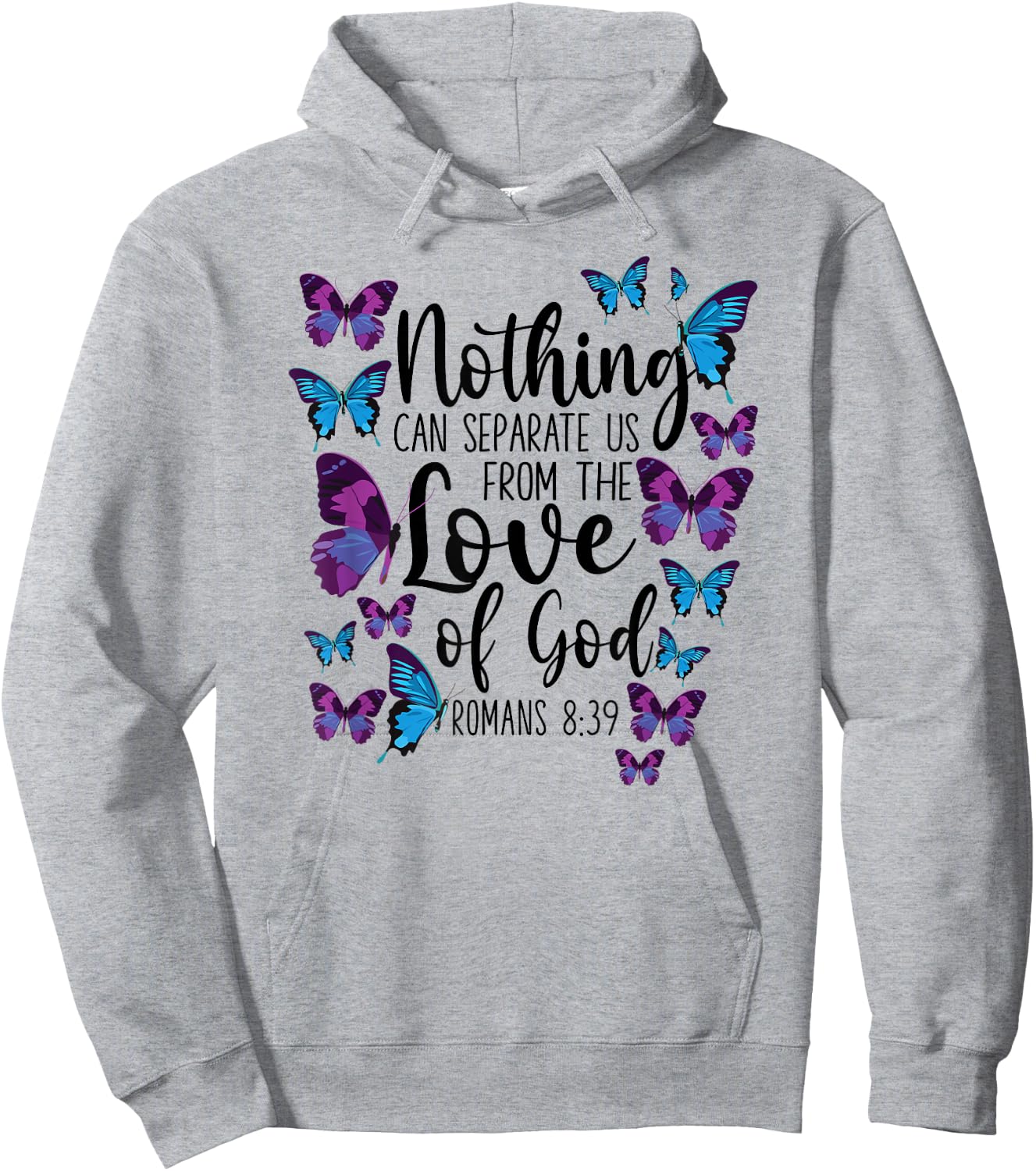 Christian Bible Verse Quote Butterfly Romans 8:39 Hoodie - Hoodie | Ash