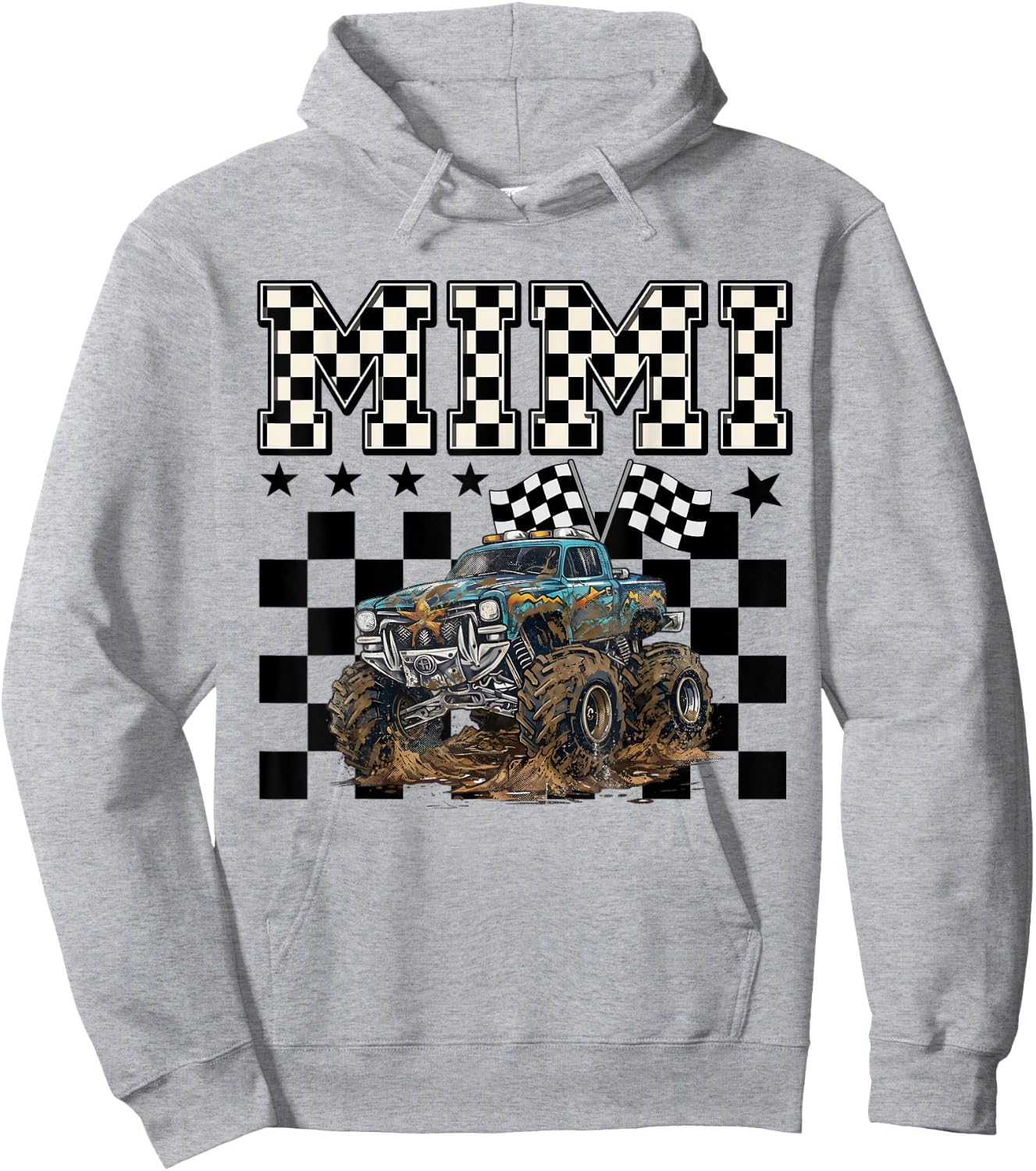 Mimi Retro Monster Truck Family Crew Birthday Matching Hoodie - Hoodie | Ash