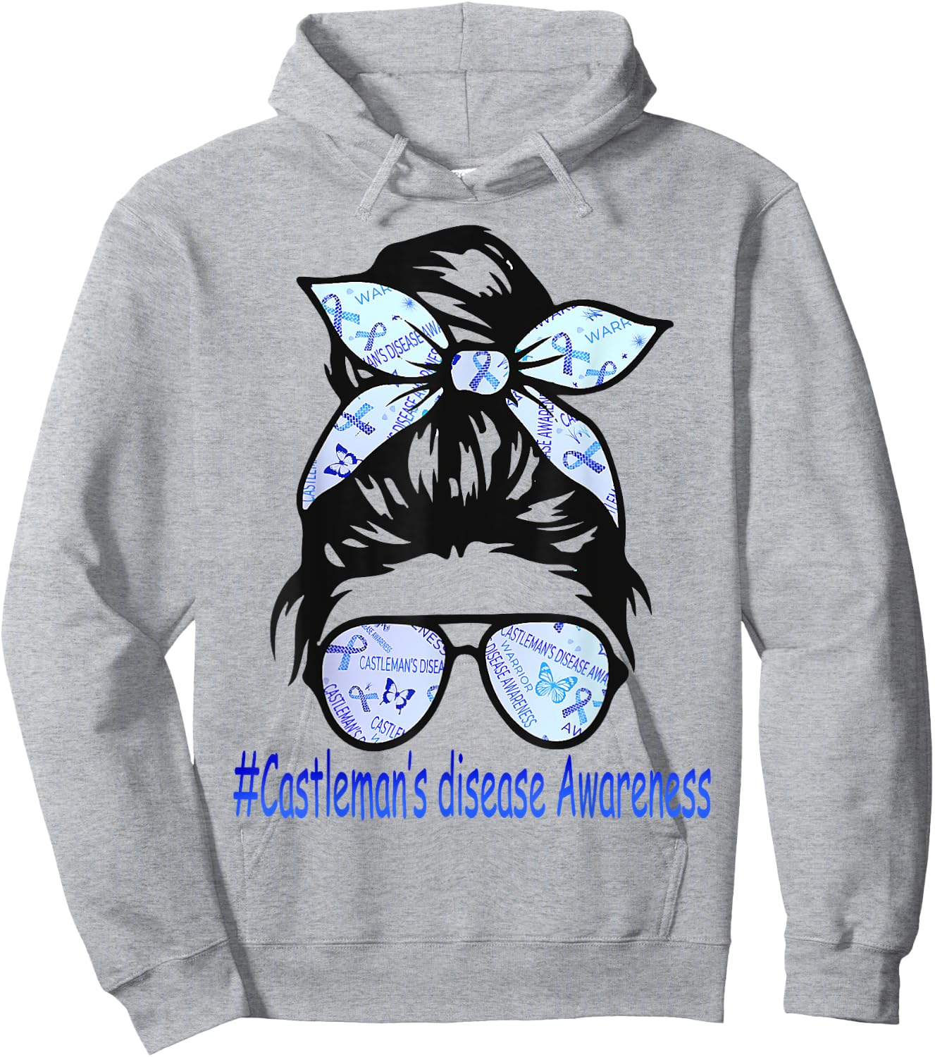Messy Bun Women Castlemans Disease Awareness Month Hoodie - Hoodie | Ash