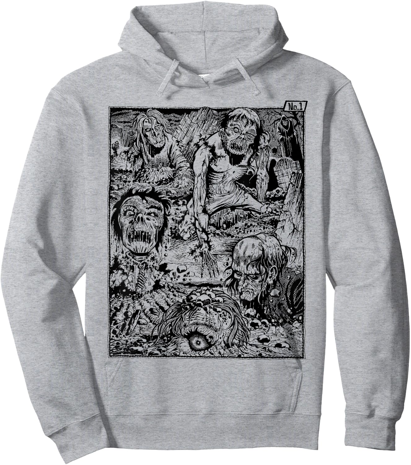 Vintage Zombie Night at the Cemetery The Living Dead Hoodie - Hoodie | Ash