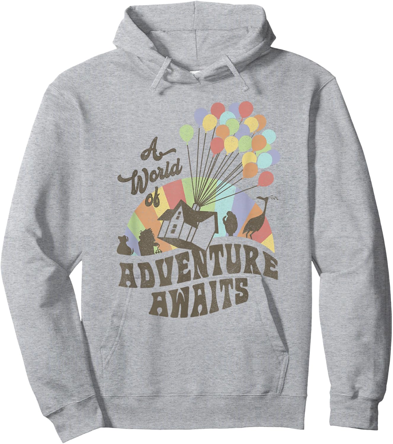 Disney Pixar Up A World Of Adventure Awaits Rainbow Balloons Hoodie - Hoodie | Ash
