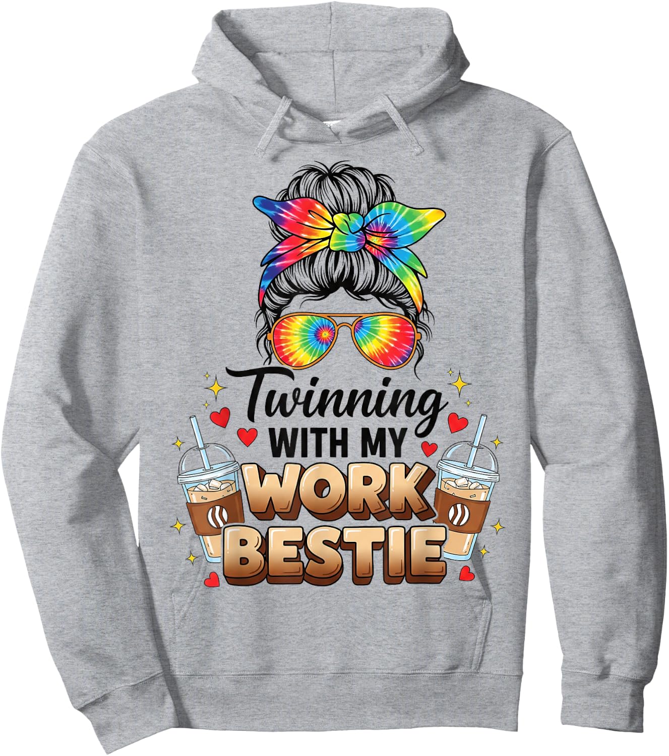 Twinning with My Work Bestie Funny Coffee Lover Matching Hoodie - Hoodie | Ash