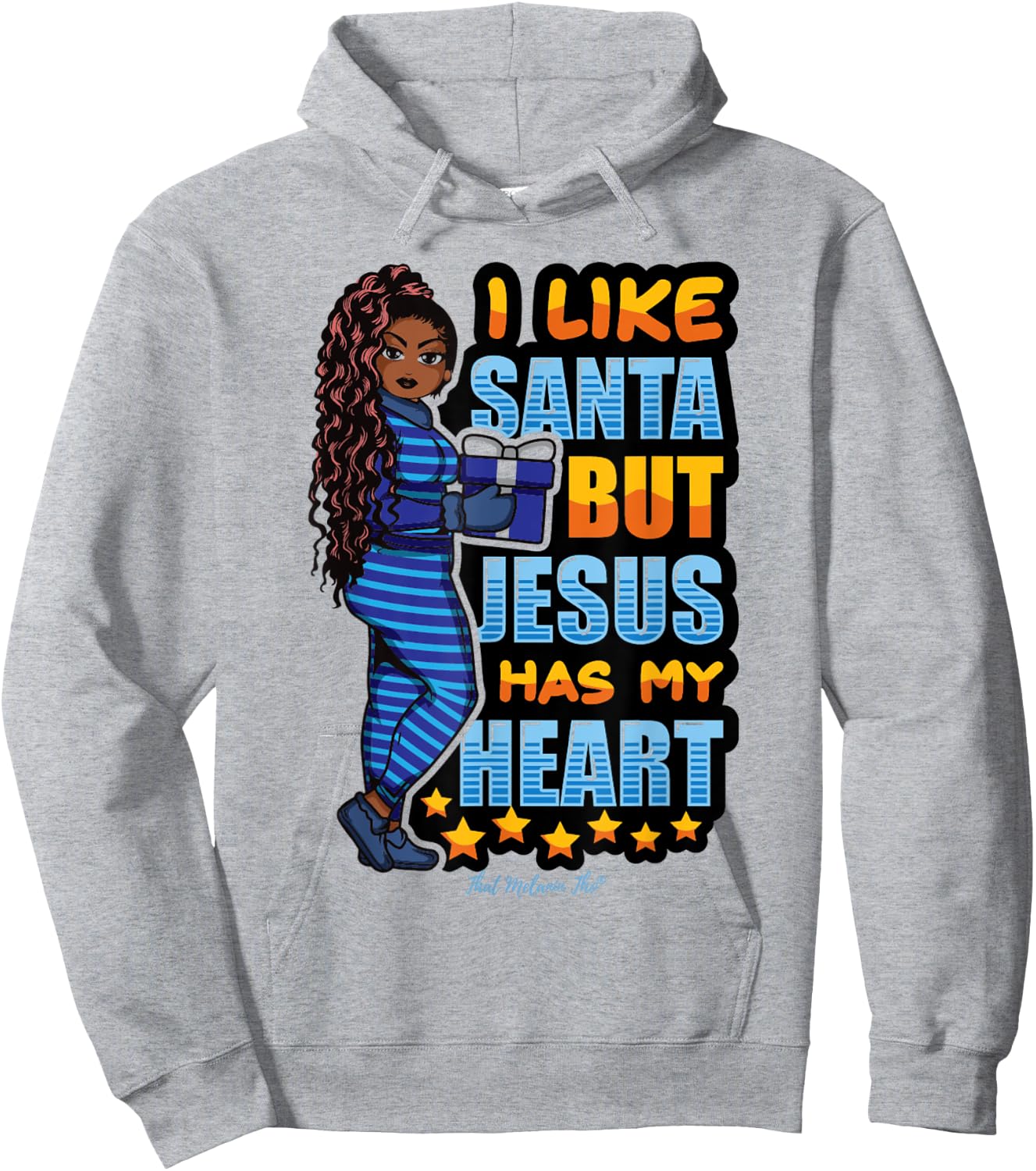 I Like Santa But Jesus Has My Heart Black Woman Christmas Hoodie - Hoodie | Ash