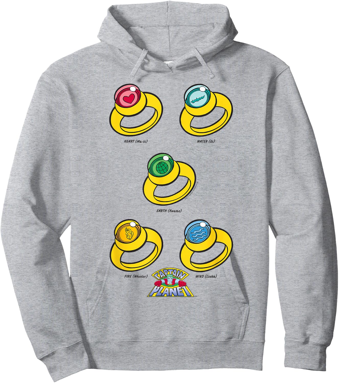 Captain Planet Rings of Power Hoodie - Hoodie | Ash