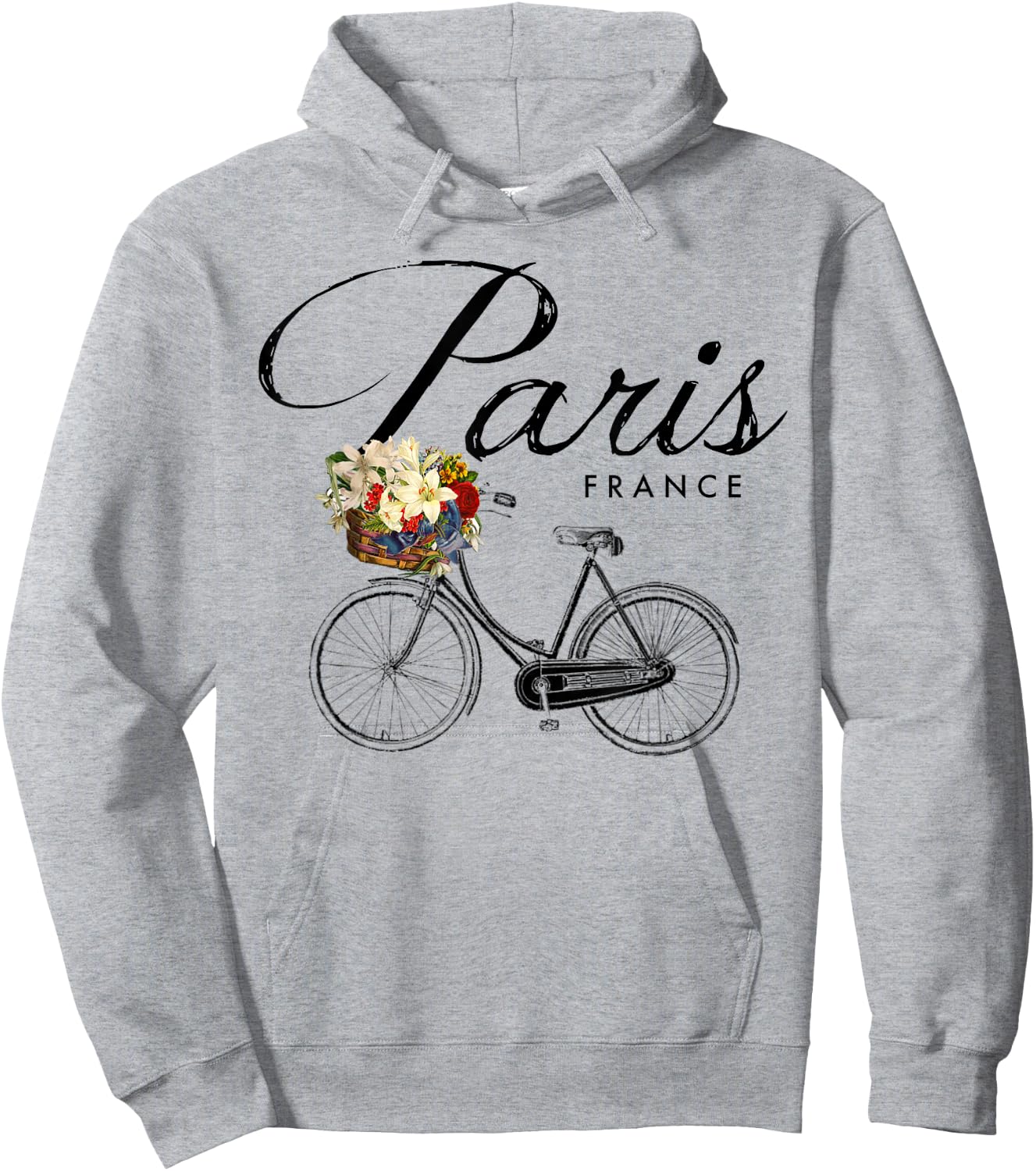 Paris France Souvenir Shirt, Paris Bike Image Hoodie - Hoodie | Ash