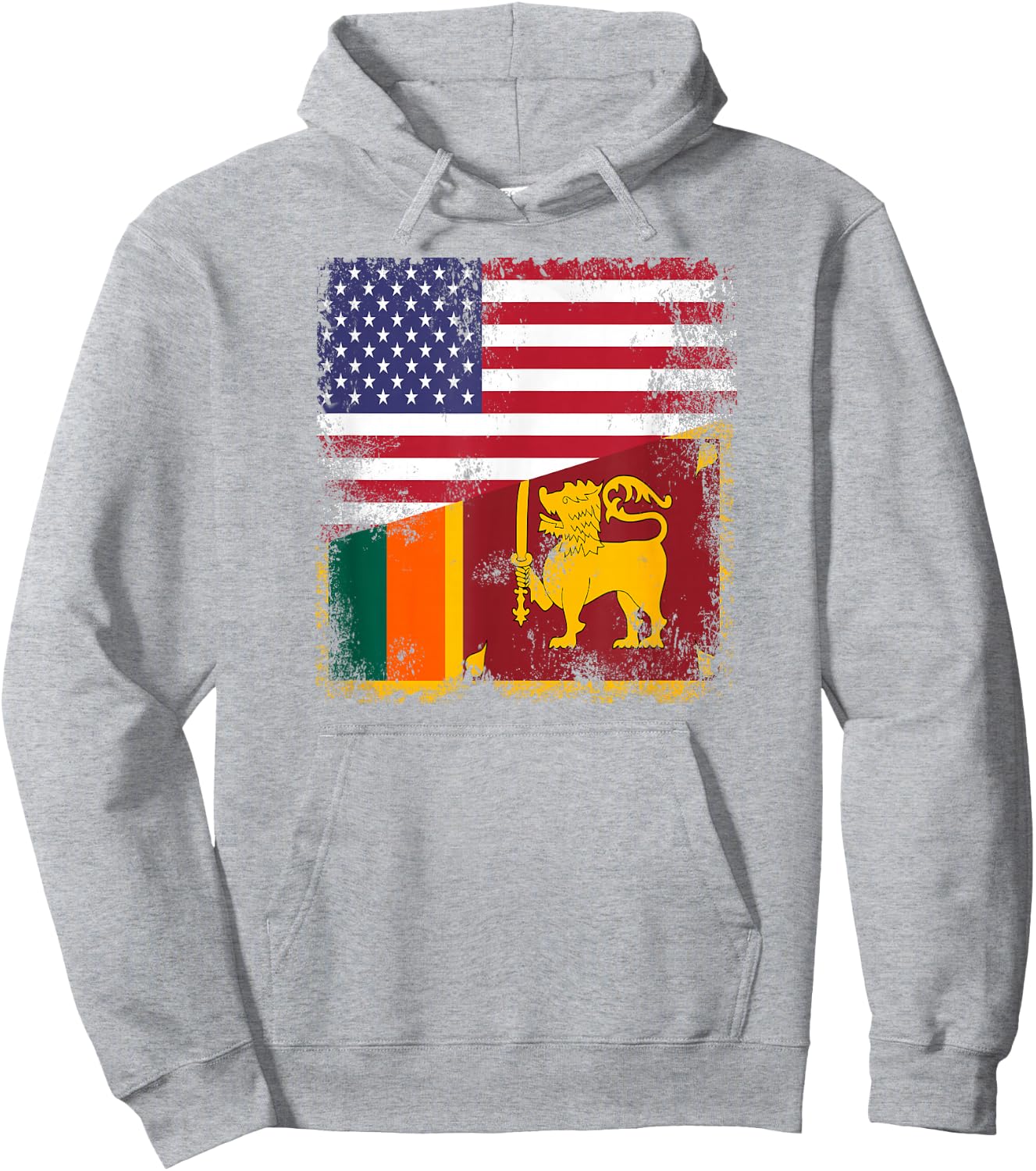 Half Sri Lankan Flag | Vintage Sri Lanka USA Gift Hoodie - Hoodie | Ash