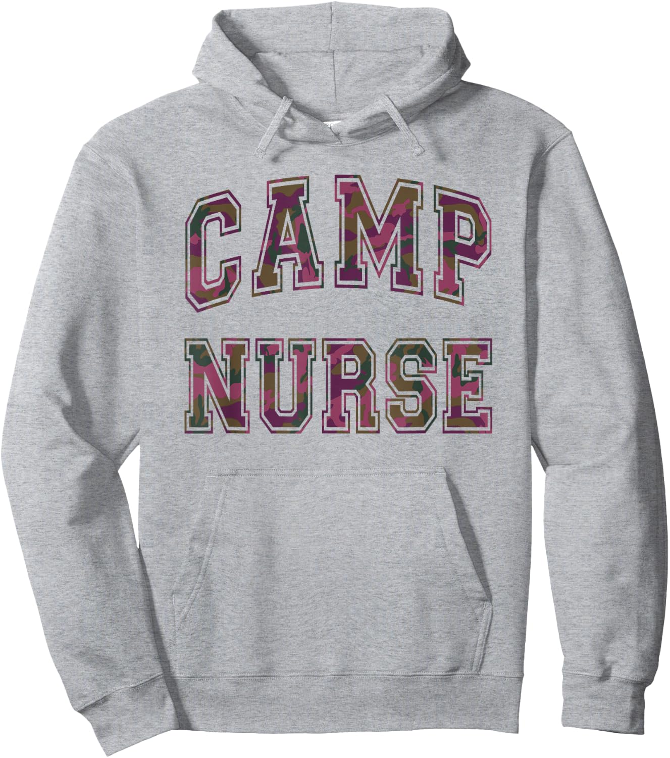 Camo CAMP NURSE Summer Campsite Off Duty Besties Crew Hoodie - Hoodie | Ash