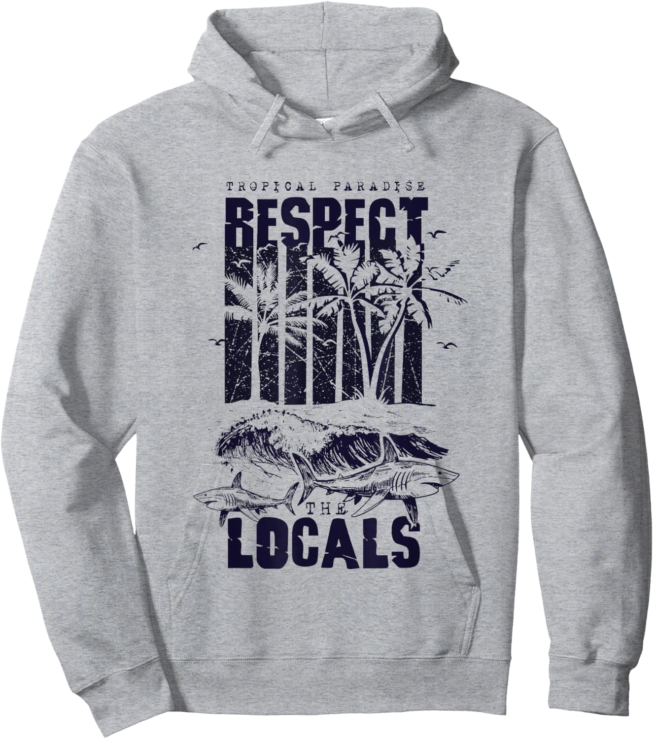 Tropical Paradise Respect Locals Save Sharks Vintage Hoodie - Hoodie | Ash