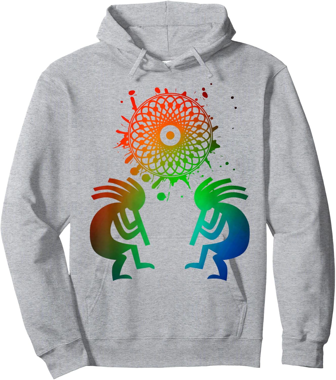 Kokopelli Native American Dream Catcher Hoodie - Hoodie | Ash