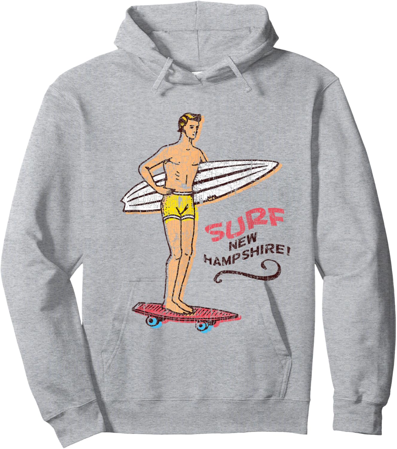Surf New Hampshire Vintage Surfboard 60s 70s 80s Hoodie - Hoodie | Ash