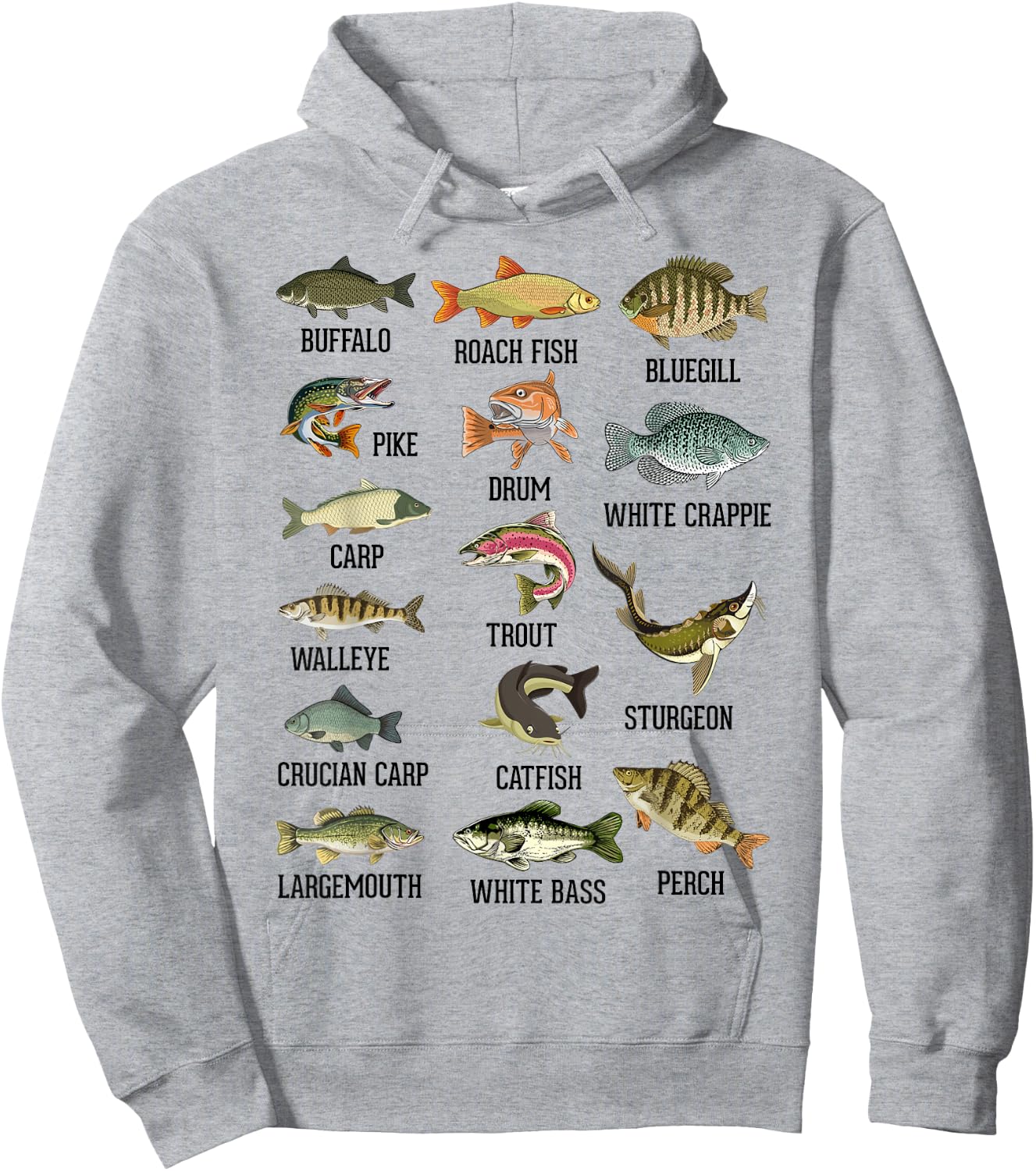Types Of Freshwater Fish Fisherman Biology Educational Hoodie - Hoodie | Ash