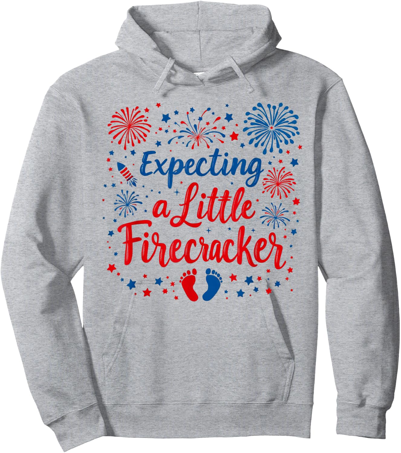 Expecting A Little Firecracker Baby Announcements 4th July Hoodie - Hoodie | Ash