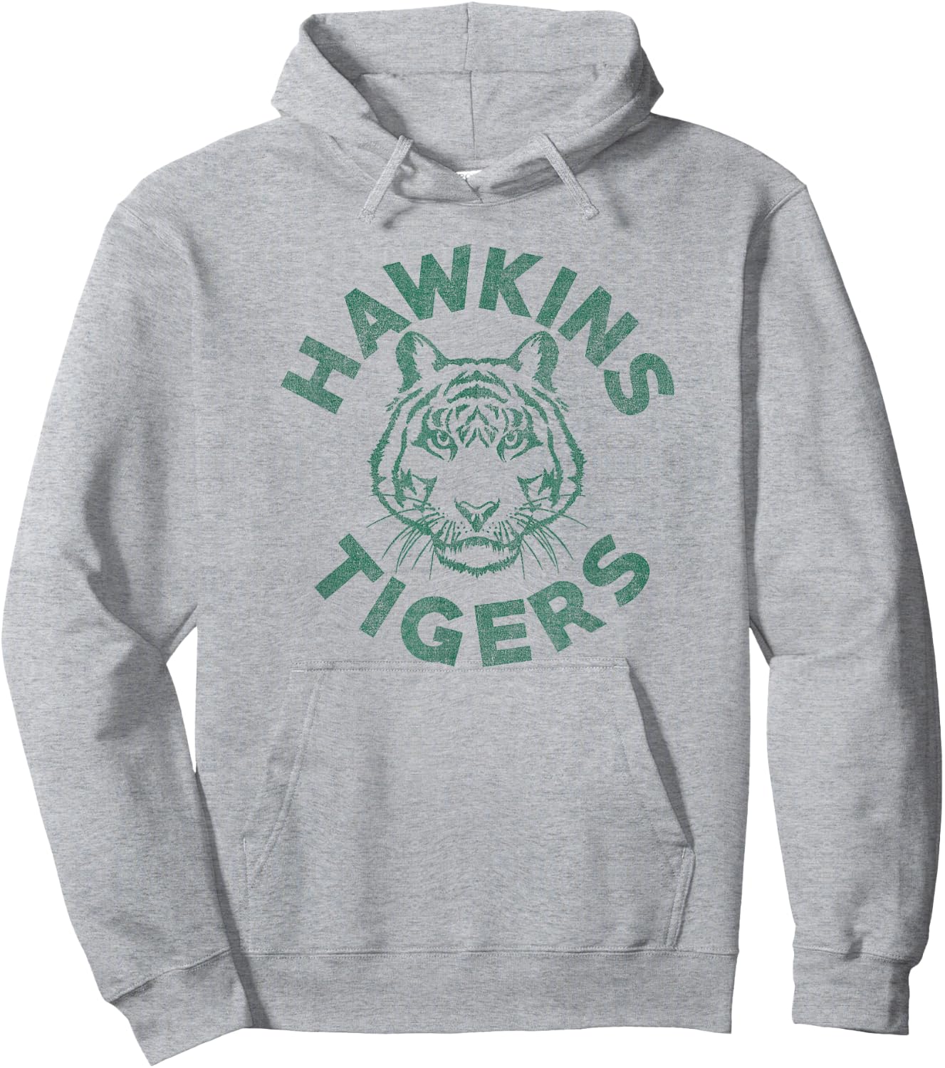 Stranger Things 4 Hawkins Tigers Faded Green Logo Hoodie - Hoodie | Ash