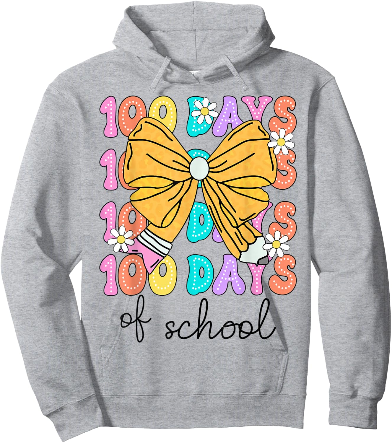 100 Days Of School Coquette Bow 100th Day School Kids Girls Hoodie - Hoodie | Ash